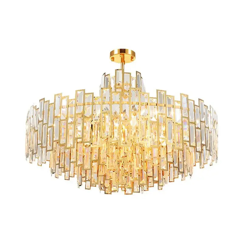 Luxury gold steel crystal pendant chandelier dining room light