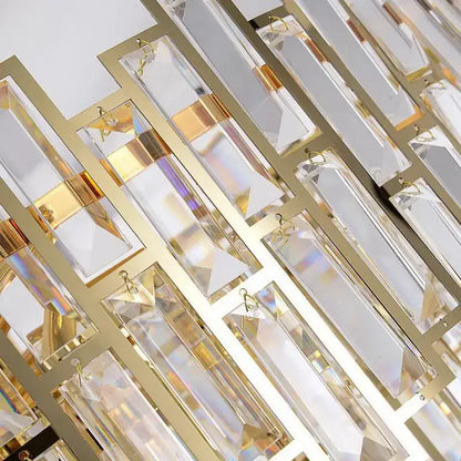 Luxury gold steel crystal pendant chandelier dining room light