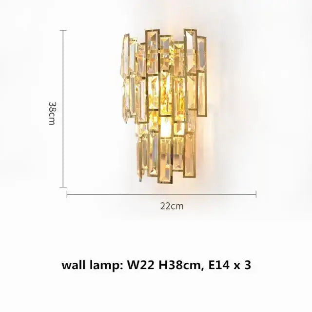Luxury gold steel crystal pendant chandelier dining room light