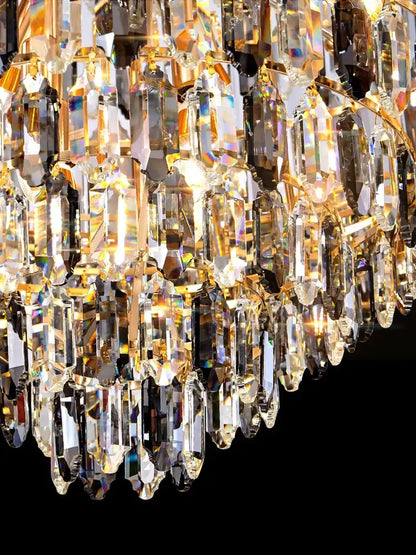 Luxury gold tiered crystal pendant chandelier dining room light
