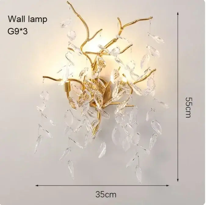 Luxury golden branch ceiling chandelier for living room crystal led