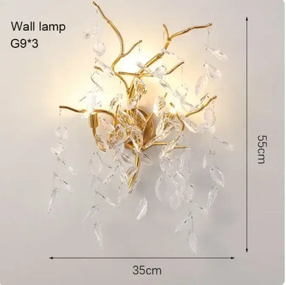 Luxury golden branch ceiling chandelier for living room crystal led