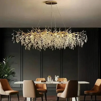 Luxury golden branch ceiling chandelier for living room crystal led