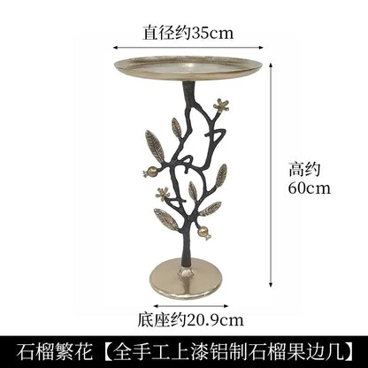 Luxury golden brass bird tree side table living room accent