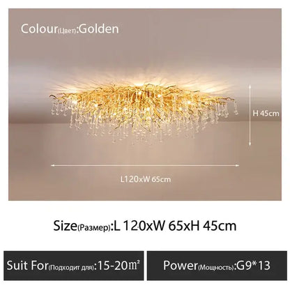 Luxury golden crystal ceiling chandelier living room teardrop decor