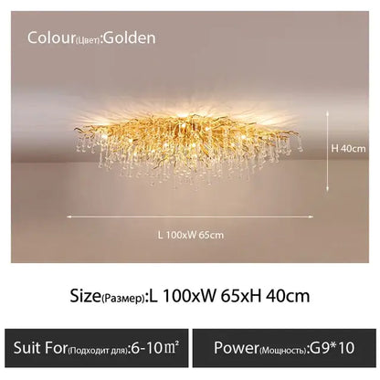 Luxury golden crystal ceiling chandelier living room teardrop decor