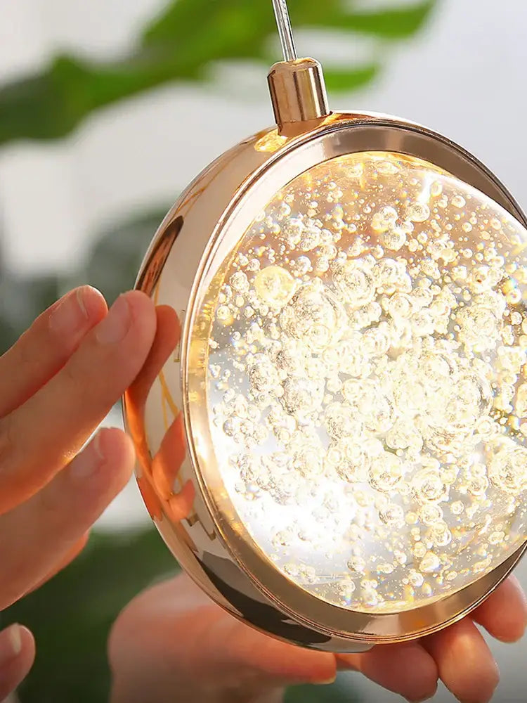 Luxury golden crystal ball led rotating stair chandelier