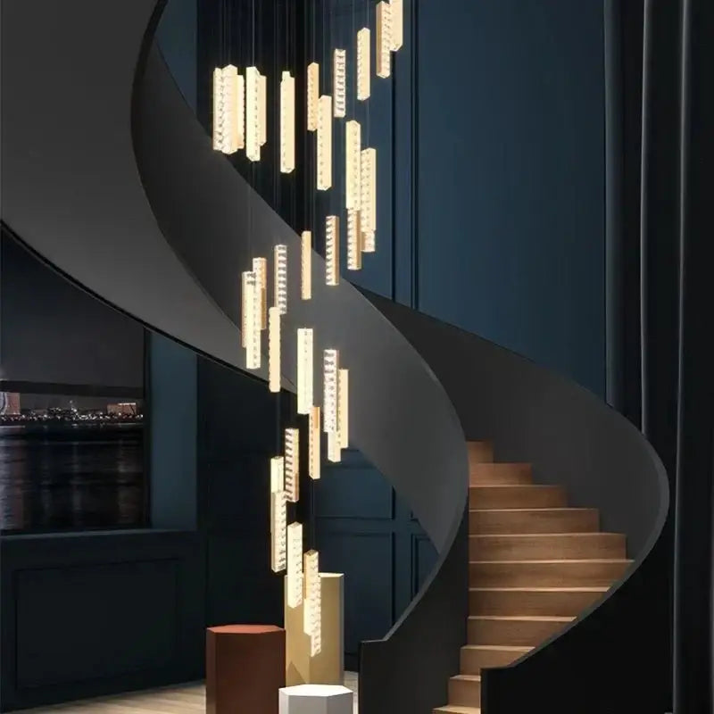 Luxury golden crystal led chandelier living room pendant