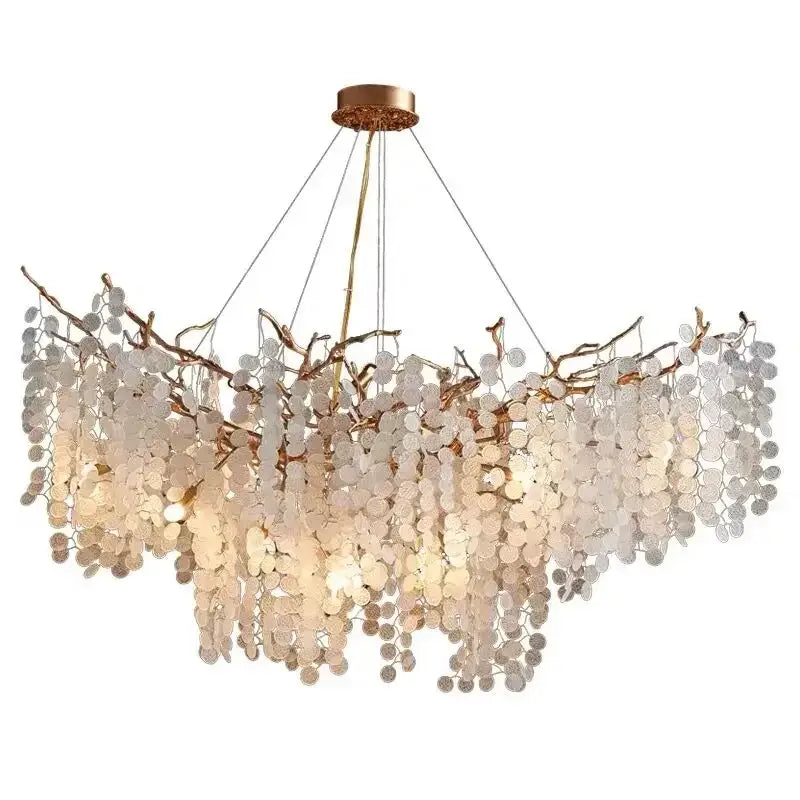 Luxury golden grapes crystal chandelier living room pendant light