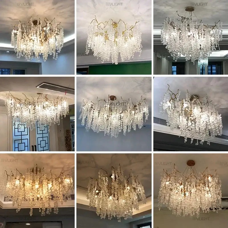Luxury golden grapes crystal chandelier living room pendant light