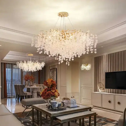 Luxury golden grapes crystal chandelier living room pendant light