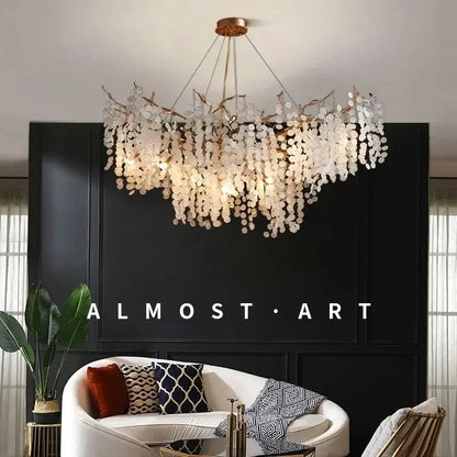 Luxury golden grapes crystal chandelier living room pendant light