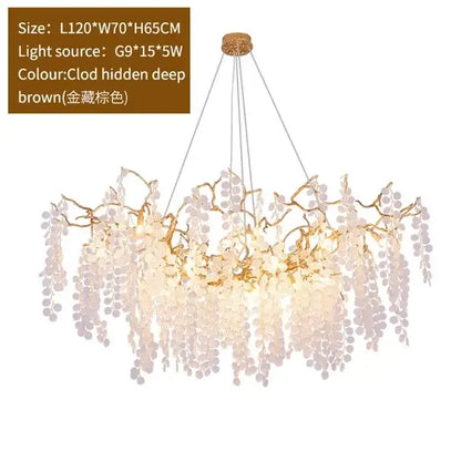 Luxury golden grapes crystal chandelier living room pendant light