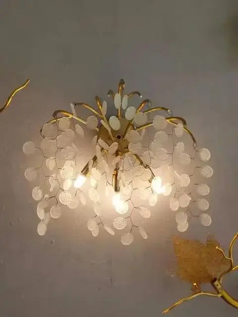 Luxury golden grapes crystal chandelier living room pendant light