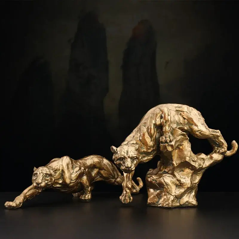 Luxury golden leopard panther figurine living room decor gift