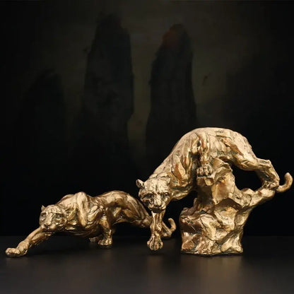 Luxury golden leopard panther figurine living room decor gift