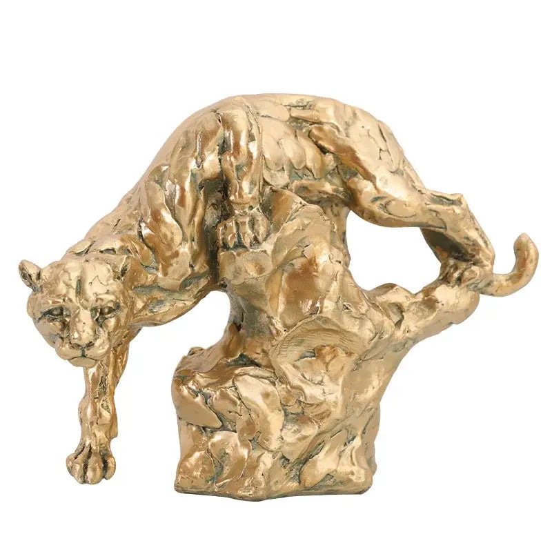 Luxury golden leopard panther figurine living room decor gift