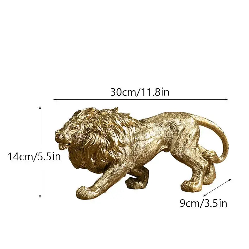 Luxury golden lion king resin figurine office desktop decor