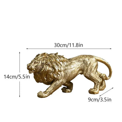 Luxury golden lion king resin figurine office desktop decor