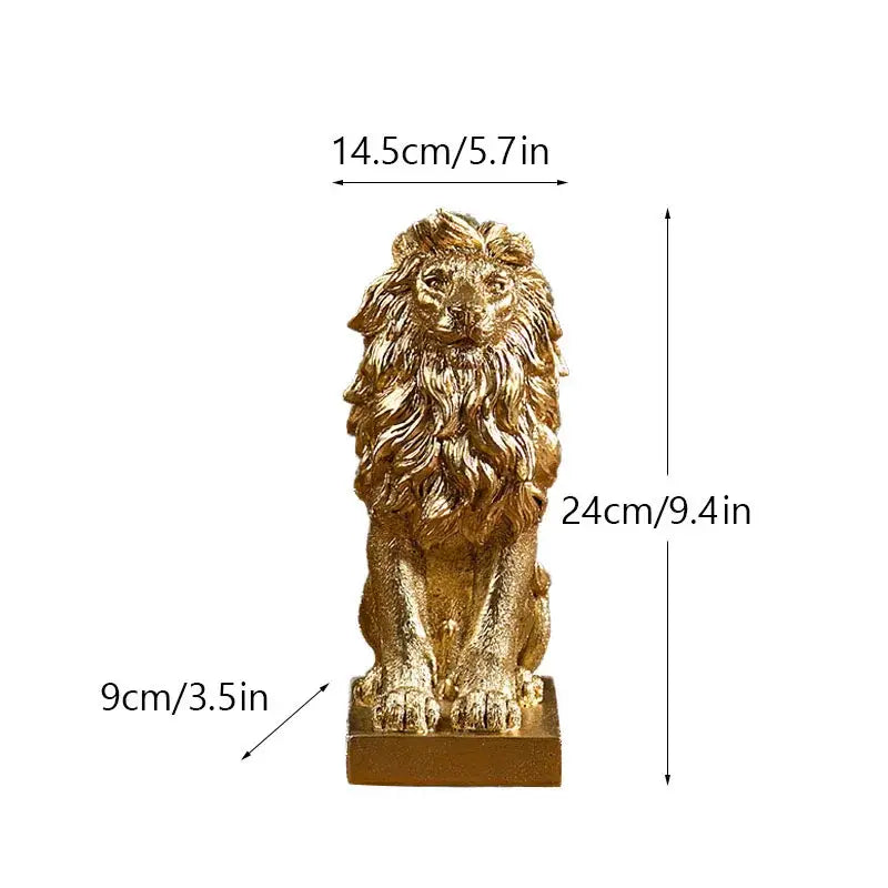 Luxury golden lion king resin figurine office desktop decor