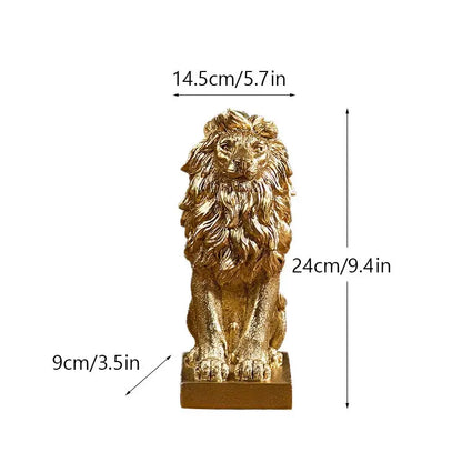 Luxury golden lion king resin figurine office desktop decor