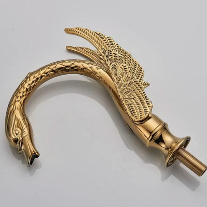Luxury golden swan dual handle bathroom faucet with feather detail