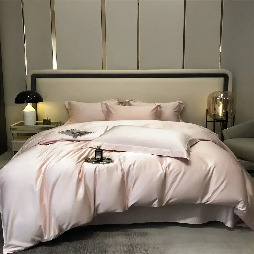 Luxury gray egyptian cotton bedding set bedroom satin four piece kit