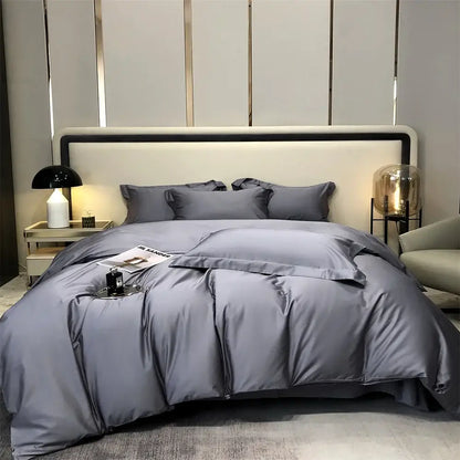 Luxury gray egyptian cotton bedding set bedroom satin four piece kit