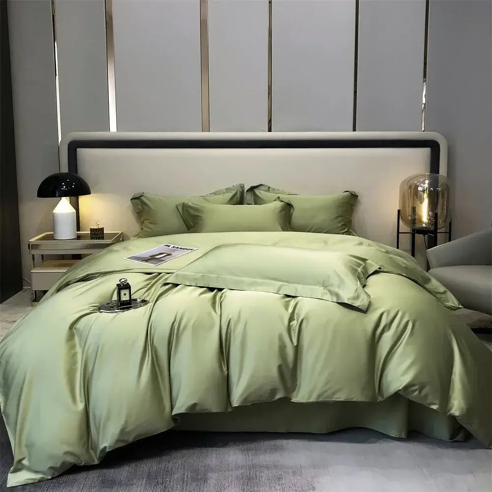 Luxury gray egyptian cotton bedding set bedroom satin four piece kit