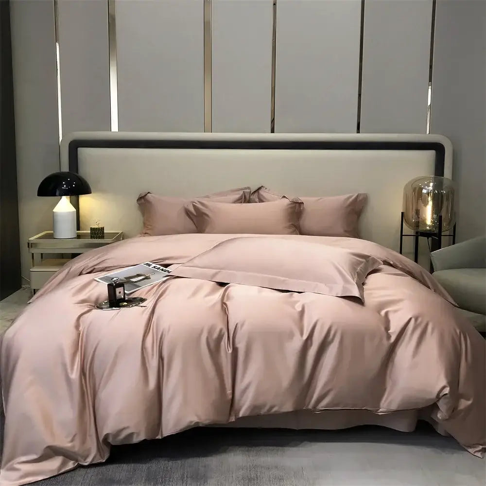 Luxury gray egyptian cotton bedding set bedroom satin four piece kit