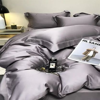 Luxury gray egyptian cotton bedding set bedroom satin four piece kit