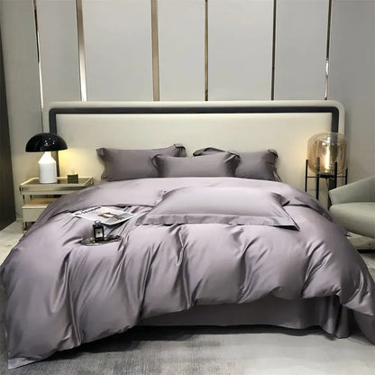 Luxury gray egyptian cotton bedding set bedroom satin four piece kit