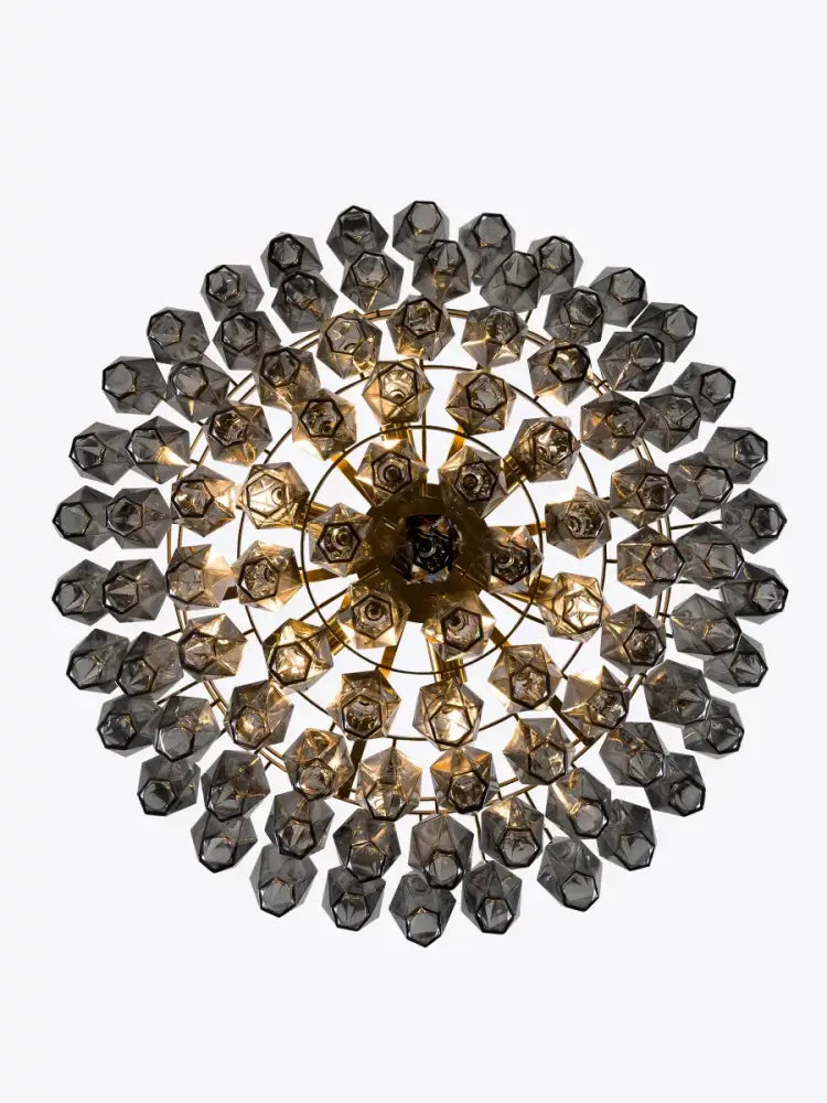 Luxury gray glass chandelier dining room smoked crystal light fixture