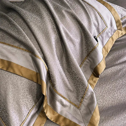 Luxury gray & gold egyptian cotton leopard bedding set bedroom