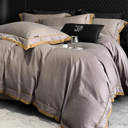 Luxury gray & gold egyptian cotton leopard bedding set bedroom