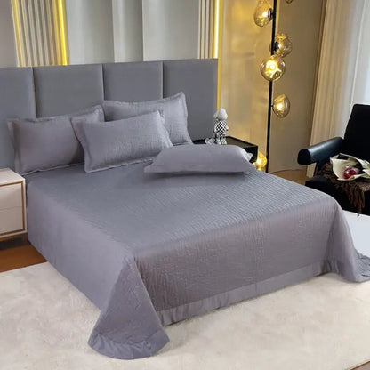 Luxury gray textured egyptian cotton quilt set bedroom bedding