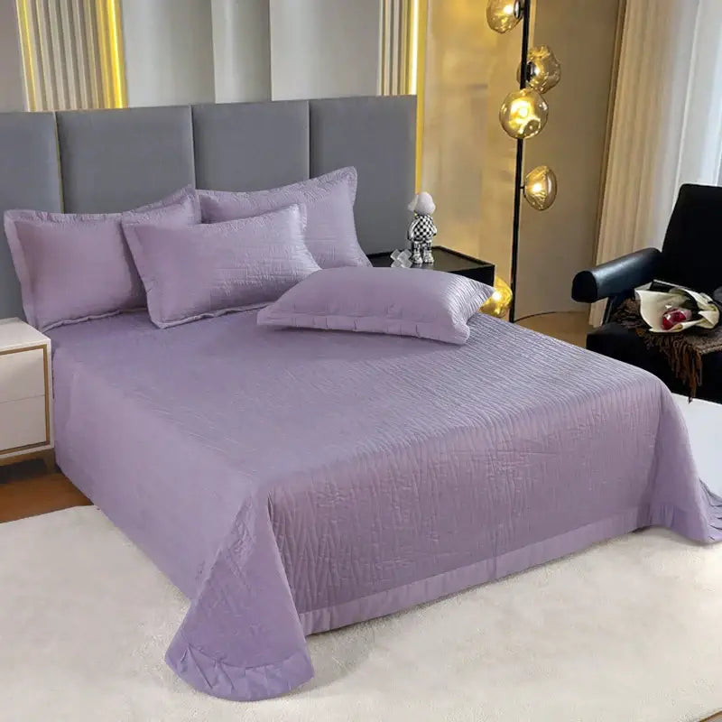 Luxury gray textured egyptian cotton quilt set bedroom bedding