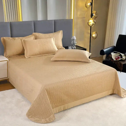 Luxury gray textured egyptian cotton quilt set bedroom bedding