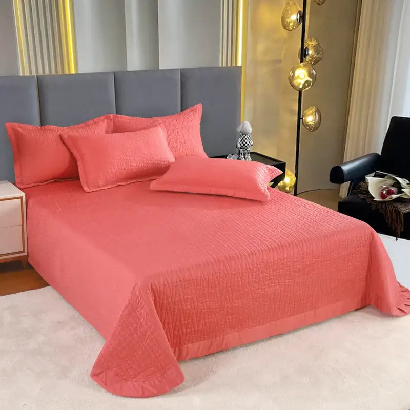 Luxury gray textured egyptian cotton quilt set bedroom bedding