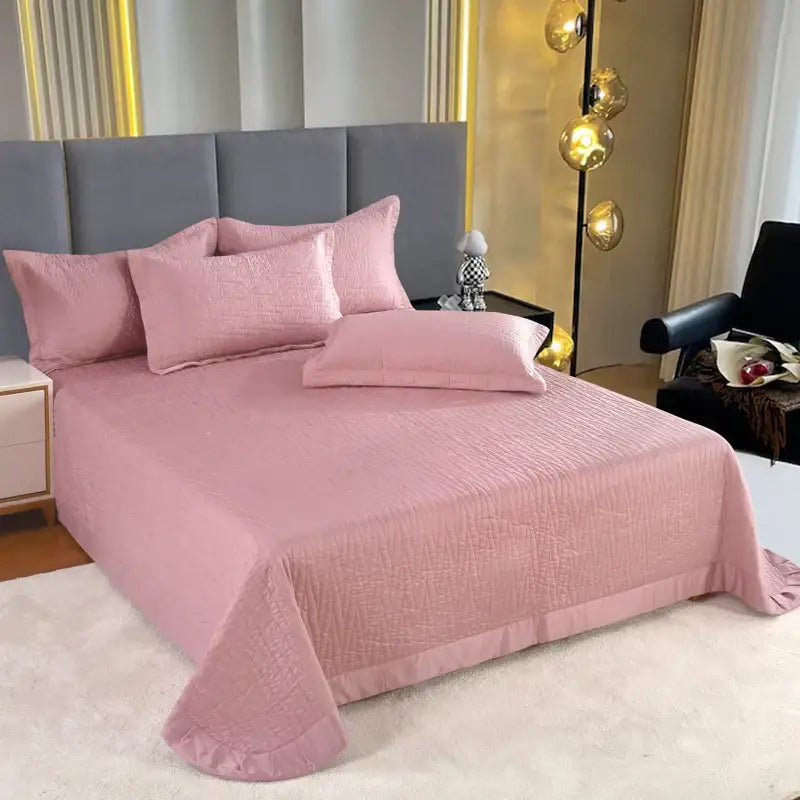 Luxury gray textured egyptian cotton quilt set bedroom bedding