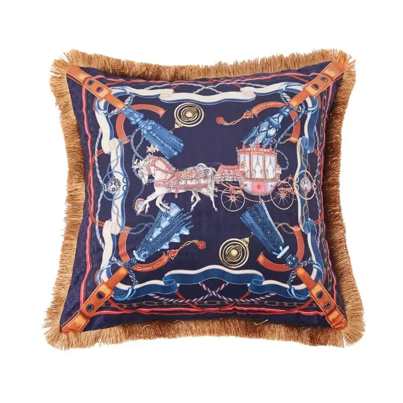Luxury jungle animal collection cushion cover living room gold fringe