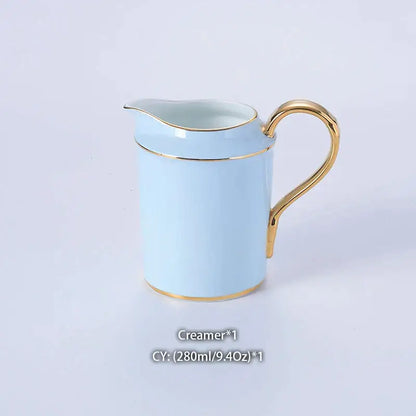 Luxury light blue bone china coffee set with rack dining room