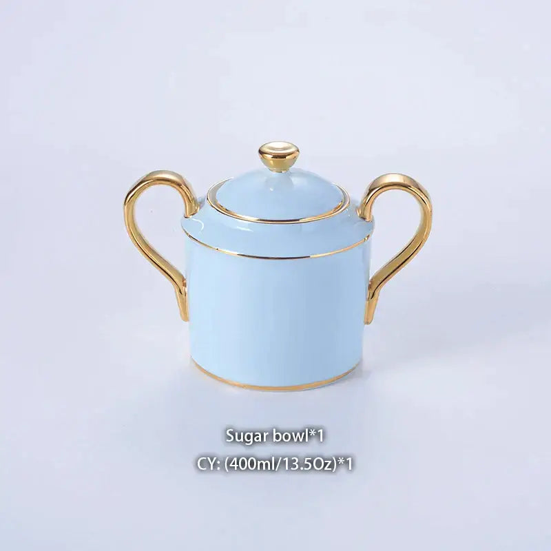 Luxury light blue bone china coffee set with rack dining room