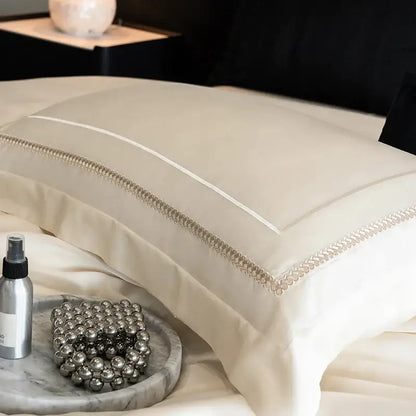 Luxury light champagne embroidery bedding set bedroom egyptian cotton