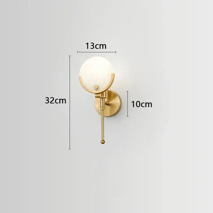 Luxury marble & copper wall lamp – bedroom gold glass sconce