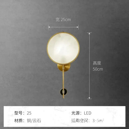 Luxury marble & copper wall lamp – bedroom gold glass sconce