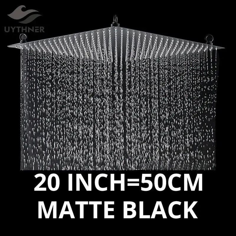Luxury matte black rainfall shower head bathroom experience