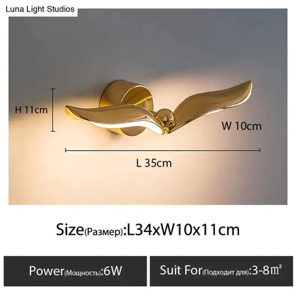 Luxury minimalist creative seagull wall lamp for bedroom living room