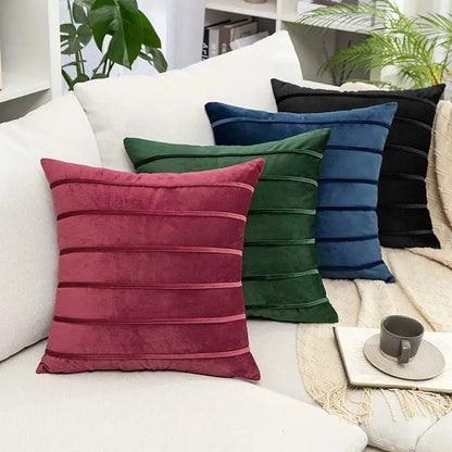 Luxury navy blue velvet stripe pillow covers living room cushion cases