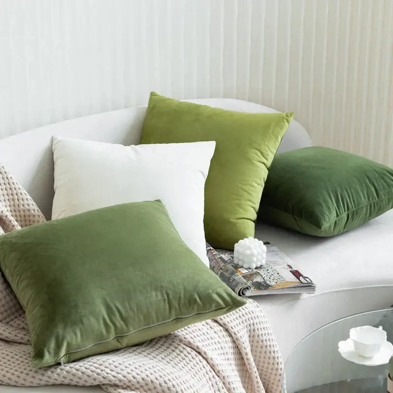 Luxury olive green velvet pillow case living room decor